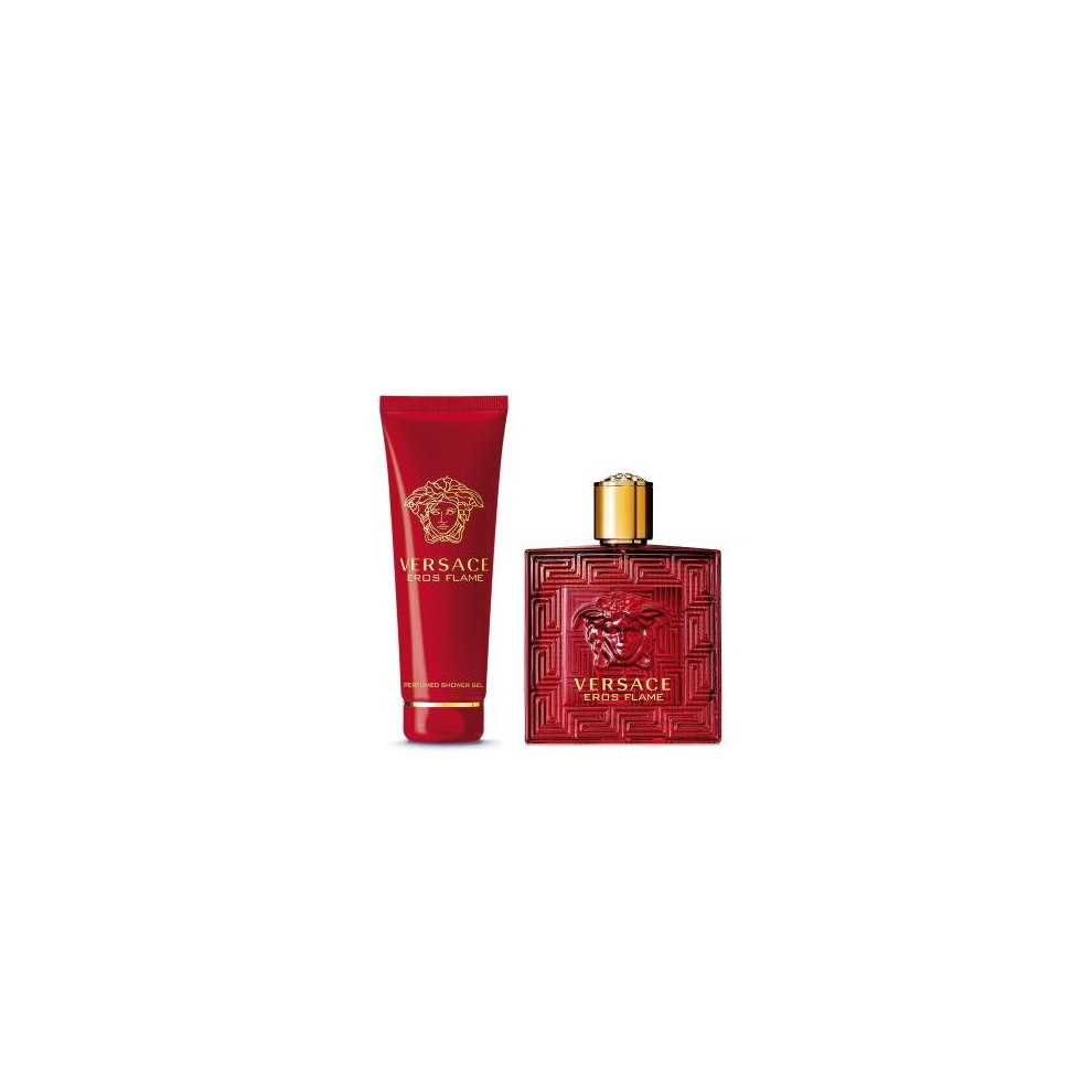 Versace Eros Flame 2 Pcs Set For Men: 3.4 Eau De Parfum Spray + 3.4 Perfumed Shower Gel (Travel Set)