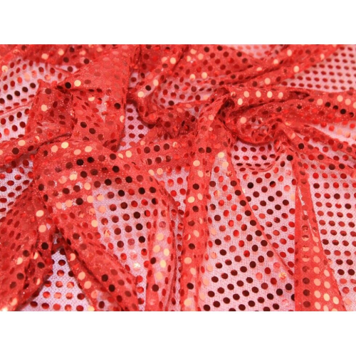 (Red) Minerva Sequin Stretch Knit Fabric - per metre