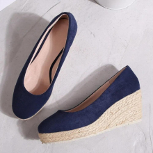 Women Suede Wedge Espadrilles Shallow Mouth Single Shoes SANDALS Spring Autumn High Heels Princess