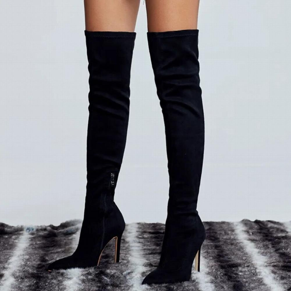 Women Catwalk Leather Boots High Heels Over The Knee Thigh High Boots Lady Stripper Long Boots Winter Sexy Fetish Shoes