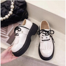 Girls Chunky Sneakers Student Spring Boots Shoes Women Lace-up Thick Bottom Suit British Oxford Leather Shoe