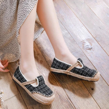 Vegan Women Embroidered Canvas Espadrilles Flats Japanese Style Ladies Comfortable Casual Slip-on Loafers Shoes