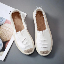 Woman Flat Slip On Canvas Summer Strap Loafers Straw Espadrilles Ladies Casual Comfort Slip On Lazy Shoes Female