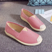 casual canvas shoes woman espadrilles breathable hemp insole slip on women ballerina flats ballet stripe printed