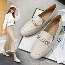 Women Peas boat shoes metal bow/buckle espadrilles autumn lazy slip on moccasins work flats loafers all-match oxfords