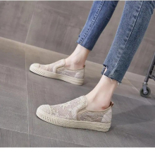 flower embroider lace loafers women straw round toe sneakers hollow out air-mesh espadrilles women fisherman moccasins