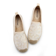 Bamboo Pattern weaving espadrilles women denim hollow out flats slip on fisherman female embroider floral loafers woman shoes