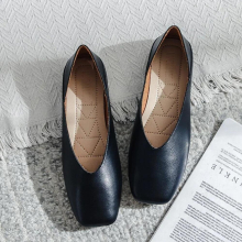 casual two wears moccasins shoes woman leather patchwork slip on loafers square toe espadrilles women ballet flats size43