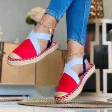 Summer Striped Platform Sandals Wedges Shoes For Women Hemp Rope Bottom Womens Espadrilles High Heels Slip On Canvas Fisherman