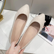 Women Flats Faux Suede Boat Shoes Pointed Toe Slip on Comfortable Ladies Shoes Loafers Shallow Single Shoes Red 1057N
