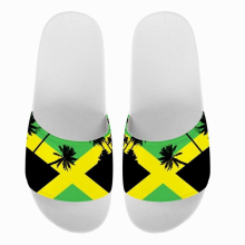 Summer Beach Harajuku Jamaica Flag And Marijuana Printed Unisex Bathing Slippers Couple Outdoor Flip Flops Plus Size 36-47