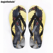 Doginthehole Summer Ladies Slippers Mens Home Flip Flops Hot Anime Chainsaw Man Designs Outdoor Beach Sandals Wading Shoes