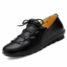 Womens Loafer Round Toe Lace Up Folding Flat Shoes Female Breathable Comfort Ladies Boat Shoe Sneakers