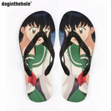 Doginthehole Summer Ladies Slippers Mens Home Flip Flops Hot Anime Inuyasha Designs Outdoor Beach Sandals Wading Shoes