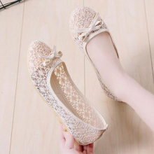 Woman Bow-knot lace flats loafers air mesh ballerina non-slip pregnant shoes women espadrilles light breathable moccasins