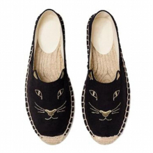 Embroider Women Shoes Loafers Casual Slip on Shoes Woman Espadrilles Hemp Canvas Flat Shoes chaussure