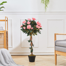 90cm Pink Artificial Rose Flower Tree in Pot