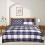 Imperial Rooms (Navy Check, Double) Duvet Cover Single Double King Floral Bedding Sets 1