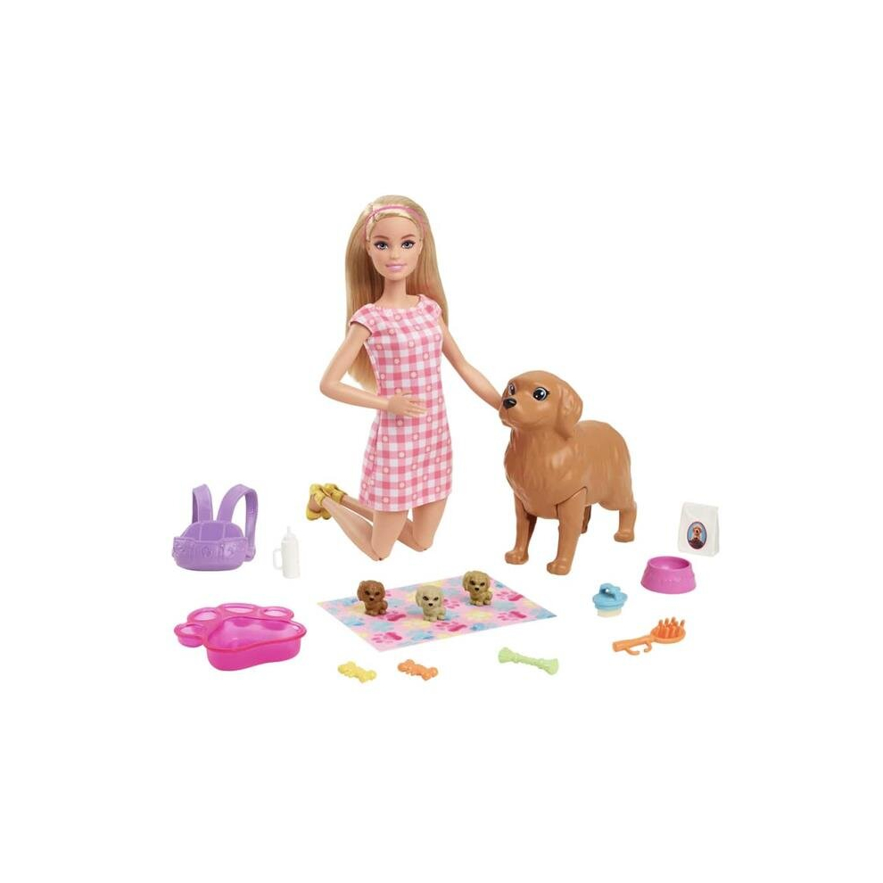 Beauty Queen Pups Newborn & Mom Barbie Doll Playset - Pack Of 4