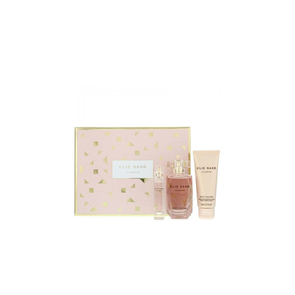 Elie Saab Rose Couture 3 Pcs Set For Women: 3 Oz Eau De Toilette Spray + 0.33 Eau De Toilette + 2.5 Body Lotion