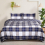 (Navy Check, King) Duvet Cover Set Reversible Floral Bedding Sets 1