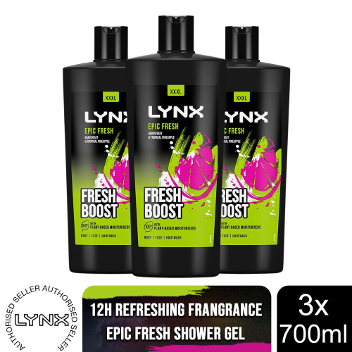 (Epic Fresh, 3 Pack) Lynx Shower Gel 700ml, 3 or 6 Pack