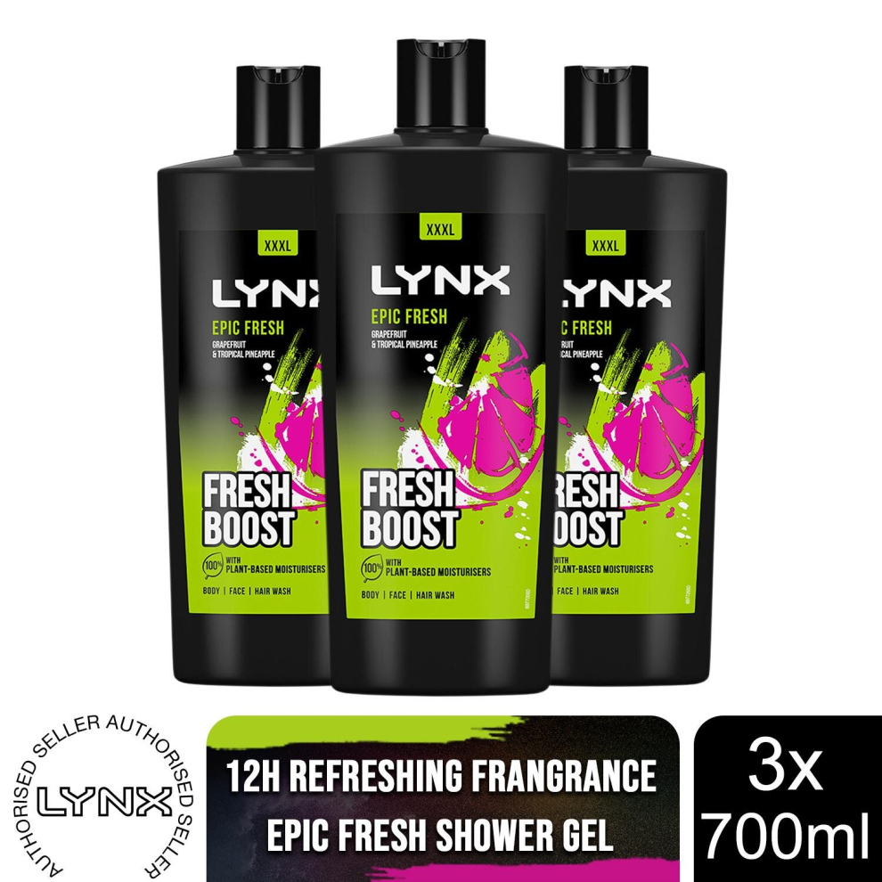 (Epic Fresh, 3 Pack) Lynx Shower Gel 700ml, 3 Or 6 Pack