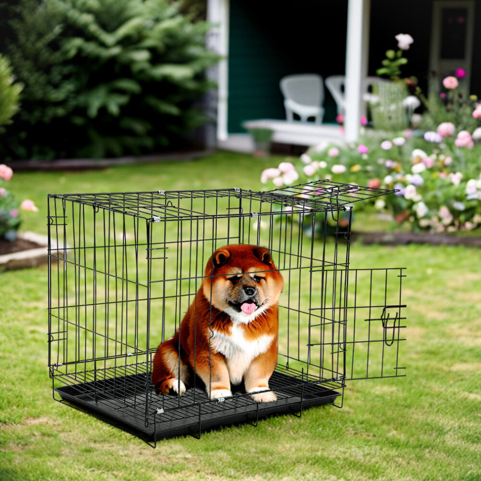 (L-60*42*50cm) Dog Cage Puppy Cat Pet Crate Carrier Small Medium Metal Cages Training