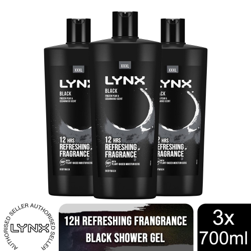 Lynx (Black, 3 Pack) Lynx Shower Gel 700ml, 3 or 6 Pack