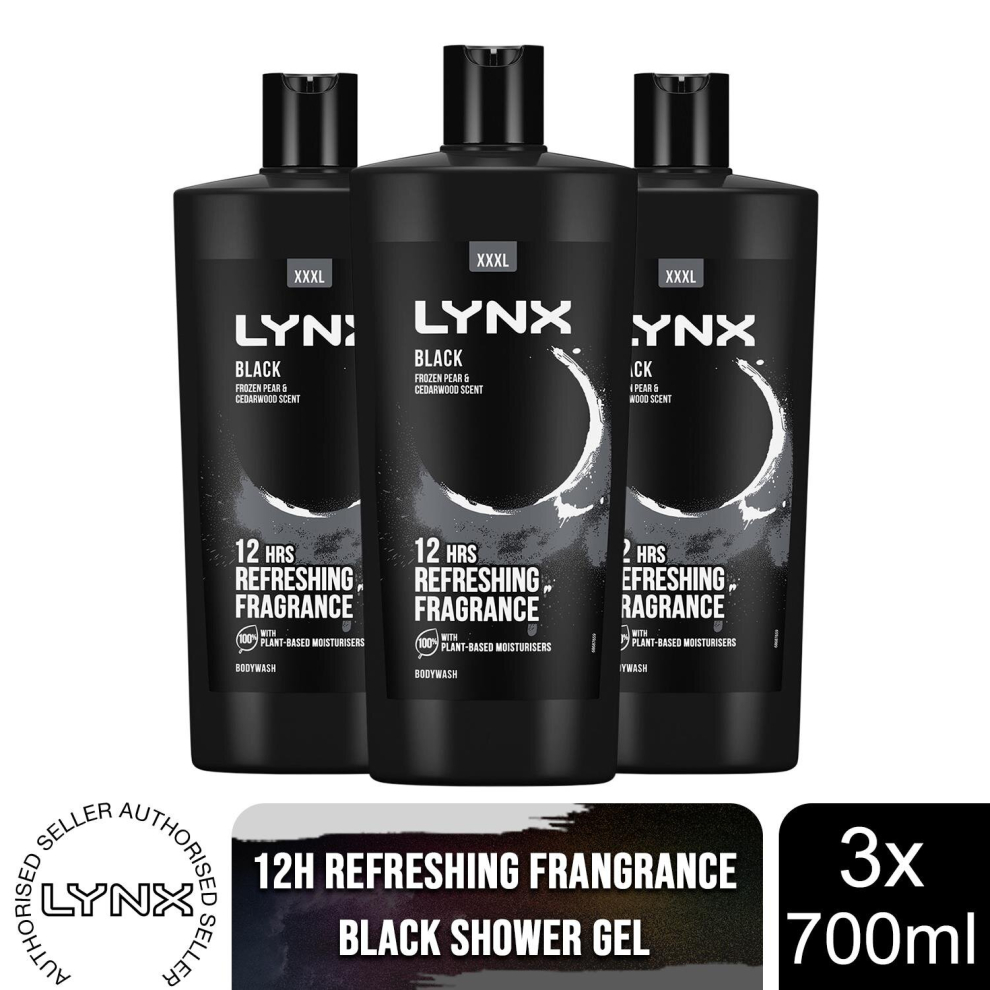 (Black, 3 Pack) Lynx Shower Gel 700ml, 3 or 6 Pack