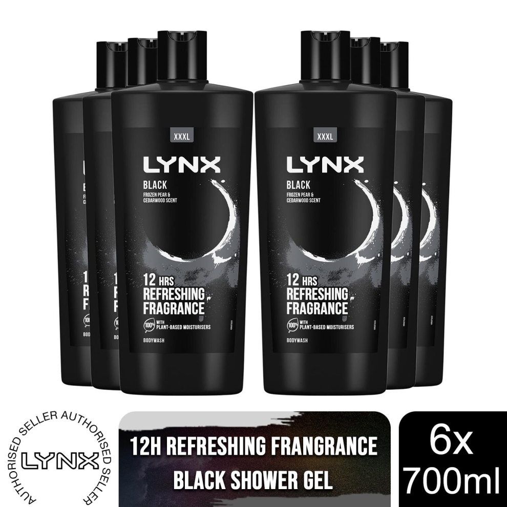 (Black, 6 Pack) Lynx Shower Gel 700ml, 3 or 6 Pack