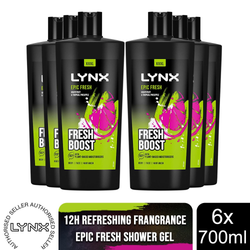 Lynx (Epic Fresh, 6 Pack) Lynx Shower Gel 700ml, 3 or 6 Pack