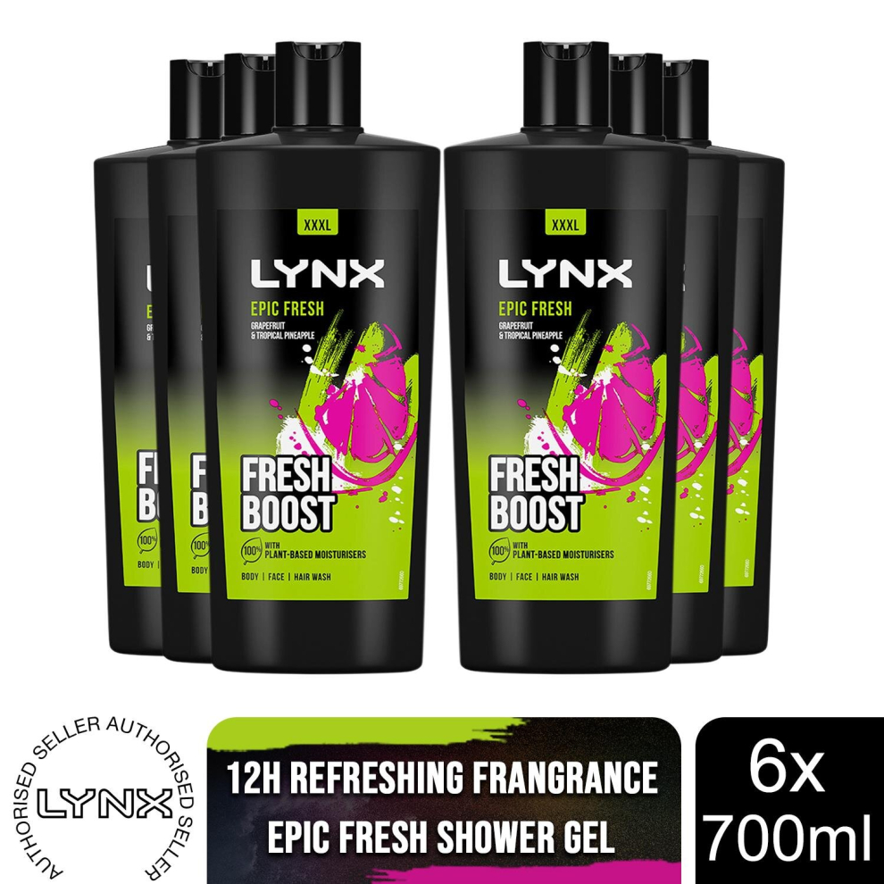 (Epic Fresh, 6 Pack) Lynx Shower Gel 700ml, 3 or 6 Pack