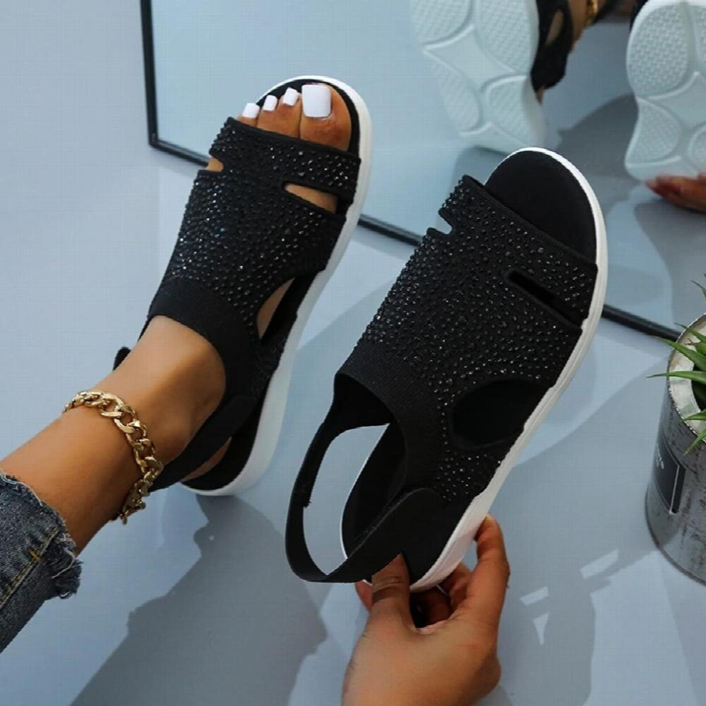 Summer Women Flats Crystal Stretch Orthopedic Sandals Open Toe Beach Shoes Footwear Casual Ladies Sandalias Mujeres