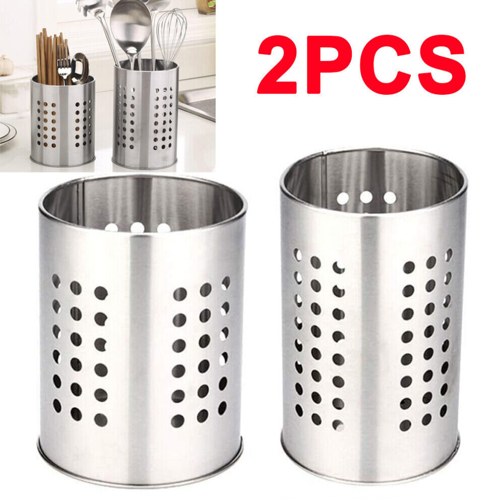 2Pcs Stainless Steel Cutlery Stand Kitchen Utensil Holder Drainer Drying Rack