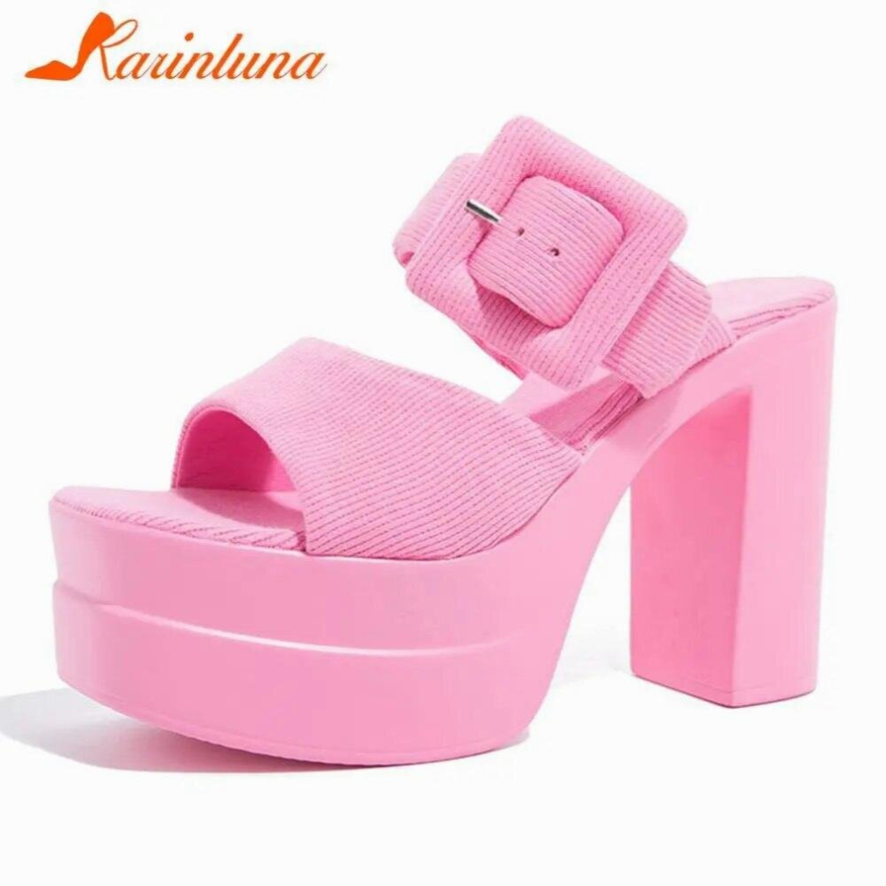 FashionDouble Bottom Platform Sandals Chunky High Heeled Ankle Buckle Strap Women Sandals Comfort Walking Shoes Sandals-image-OPC-PCY6VCM-NEW
