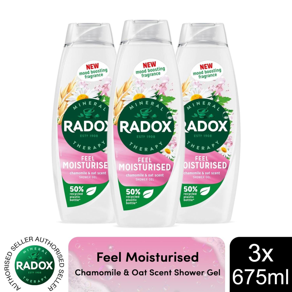 (Buy 3) Radox Shower Gel Feel Moisturised 675ml, 3 or 6pk