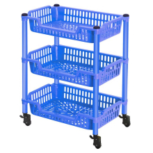 (3 Tier - Blue) 3/4 Tier Kitchen Trolley Fruit Vegetable Storage