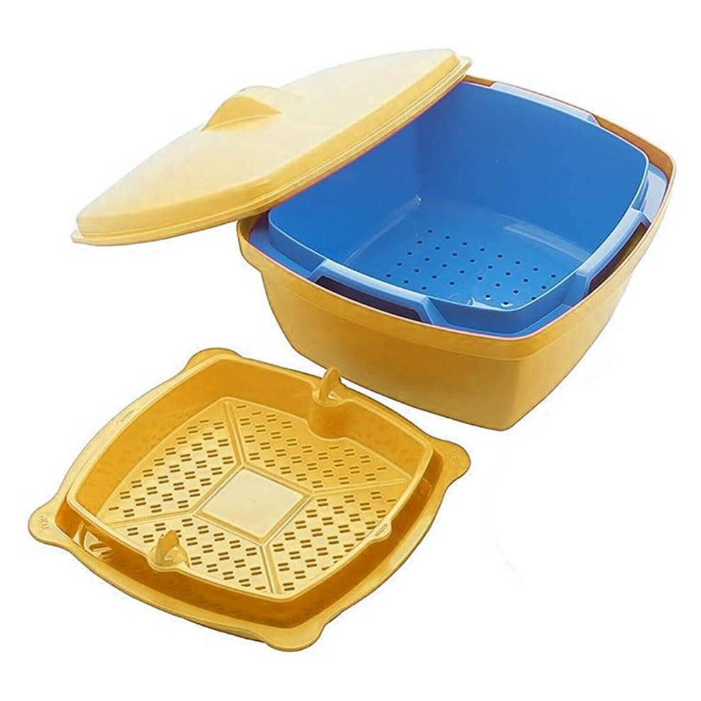 (Yellow) Microwave Rice Cooker Steamer Vegetable Pasta