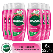 (Buy 6) Radox Shower Gel Feel Radiant 225ml, 3 or 6pk