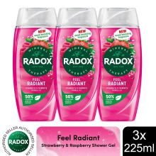 (Buy 3) Radox Shower Gel Feel Radiant 225ml, 3 or 6pk