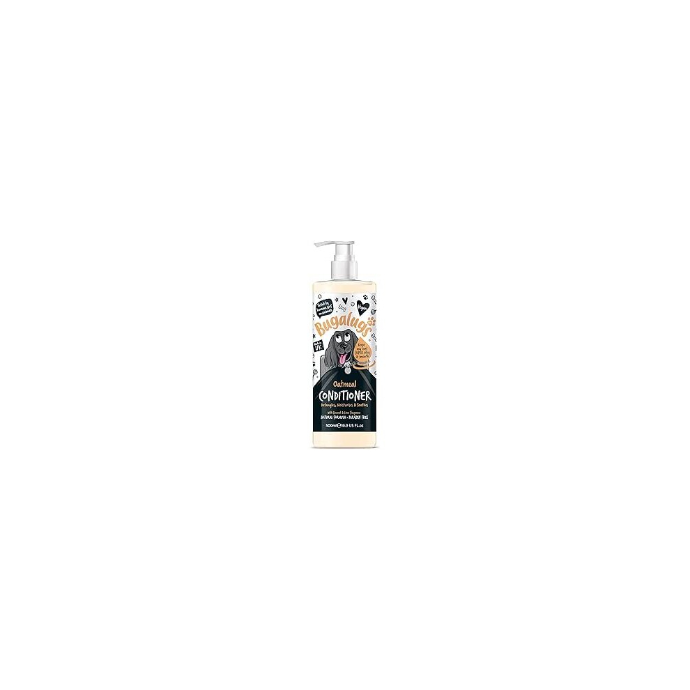 BUGALUGS Dog Conditioner with Oatmeal & Aloe Vera dog perfume, best grooming Conditioner for dogs, puppy & smelly pet that detangles & moisturises