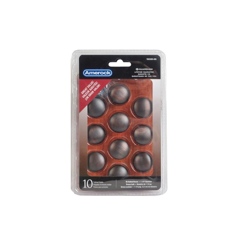 1.25 X 1.12 In. Allison Round Furniture Knob - Oil-Rubbed Bronze - Pack Of 10 747432285581