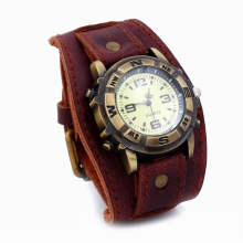 Vintage Retro Leather Strap Watch Women Men Punk Quartz Cuff Watch Wristwatches Bracelet Bangle Casual Watches Gift