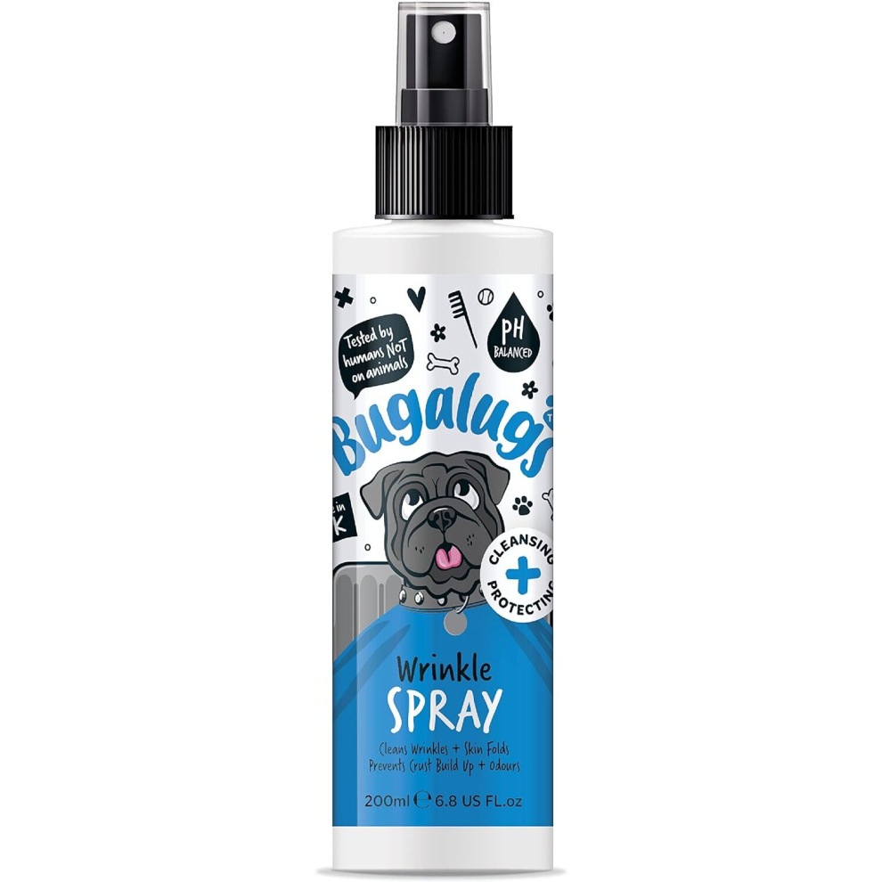 BUGALUGS Wrinkle Dog Spray 200ml for pawly skin use our dog grooming pet spray on body, face, paw & bum for puppy