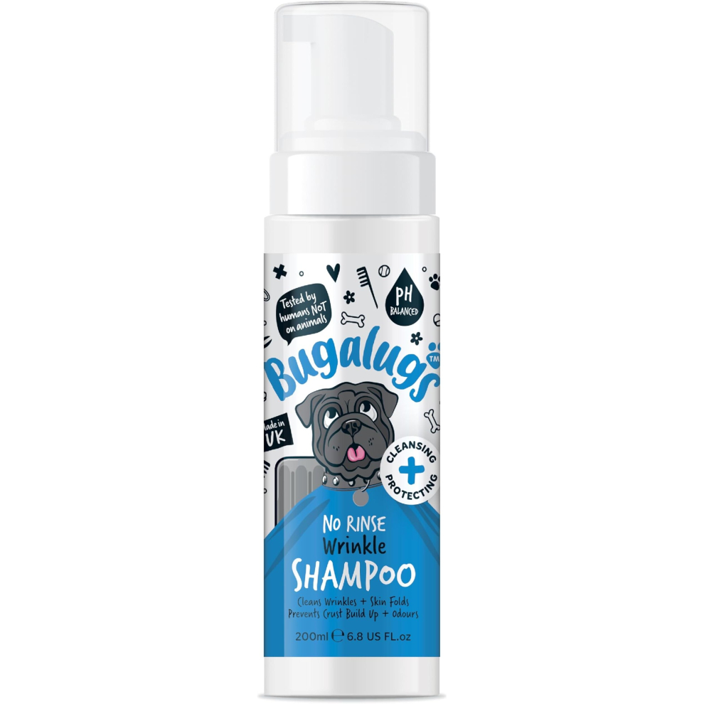 Bugalugs No-Rinse Foaming Dog & Cat Shampoo For Itchy & Sensitive Skin - 200Ml, Quick Relief (Bcwrknrs200)