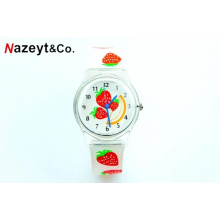 Nazeyt Frauen Mädchen Erdbeere Zifferblatt schöne Frucht Damen Zeiger Uhr Kinder Sport wasserdicht Silikon Gelee Uhr