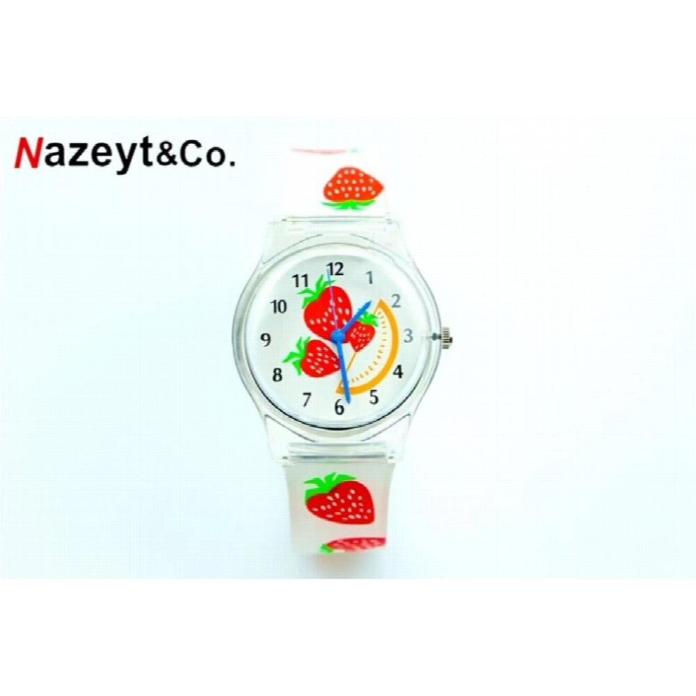 Nazeyt women girls Strawberry dial lovely fruit Ladies Hands Watch children sports waterproof Silicone jelly clock