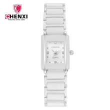 CHENXI Couple Square Watches Womens Mens Watch Ceramic Strap Waterproof Quartz Wristwatch Relogio Masculino