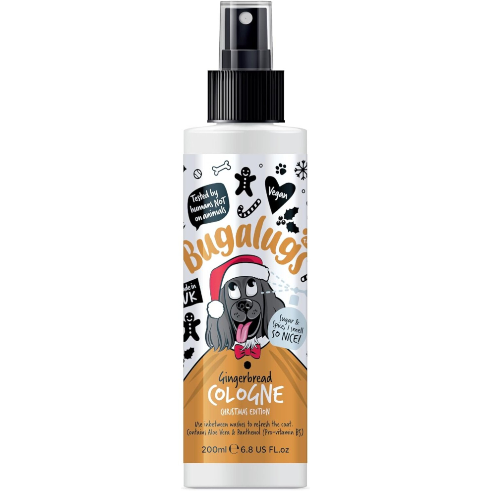 BUGALUGS Dog Cologne perfume Christmas Edition Gingerbread - vegan dog deodorant deodoriser spray use with our professional groom cologne spray